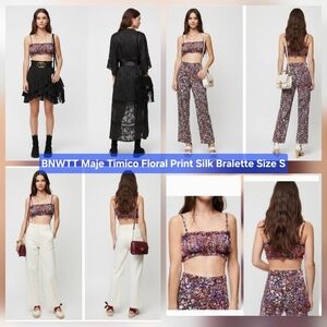 BNWTT Maje Timico Floral Print Silk Bralette Size S/M
